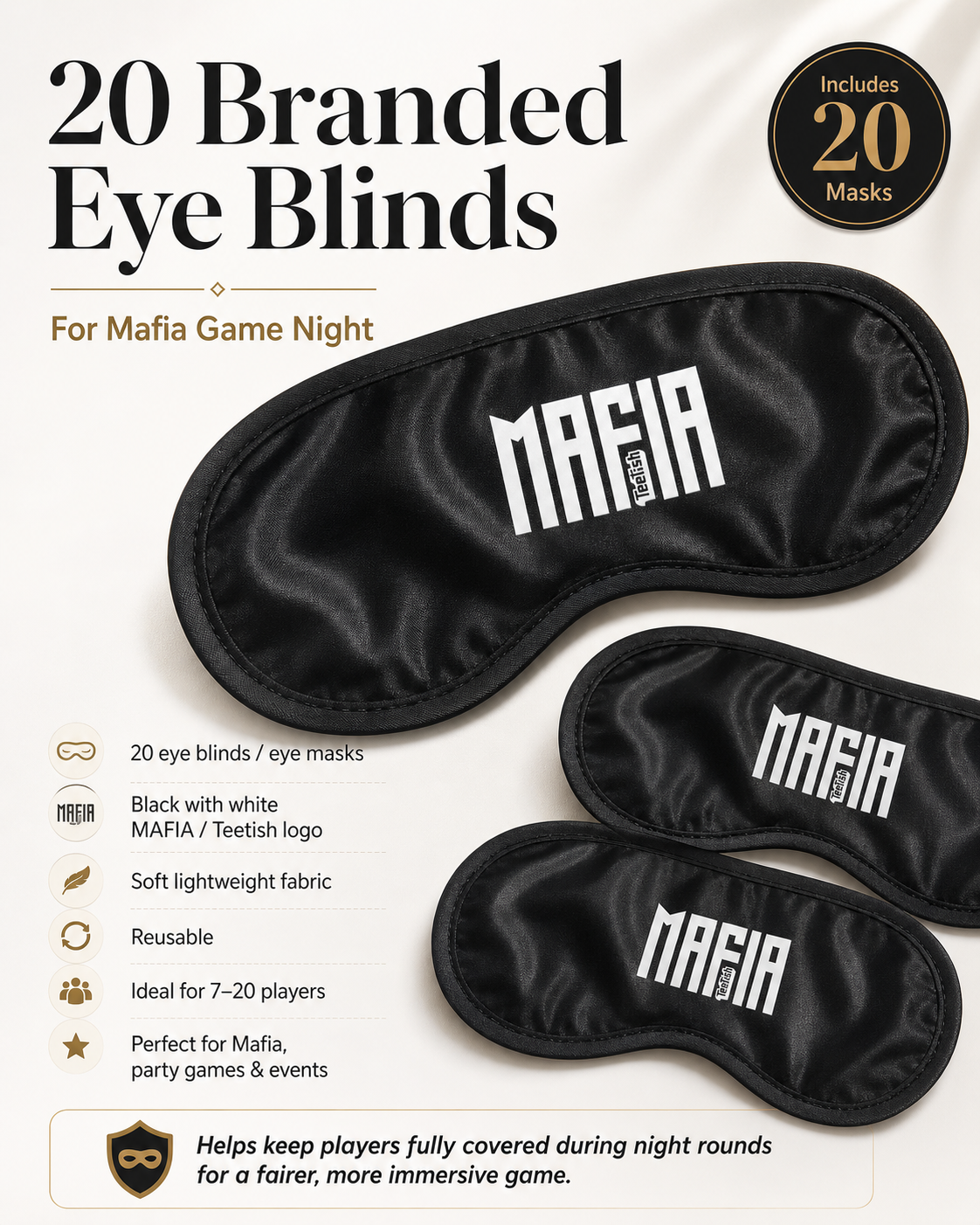 Mafia Game Branded Eye Blinds / Eye Masks
